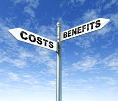 costs and benefits sign