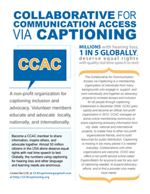 CCAC Flyer with logo CCAC and text about the organization